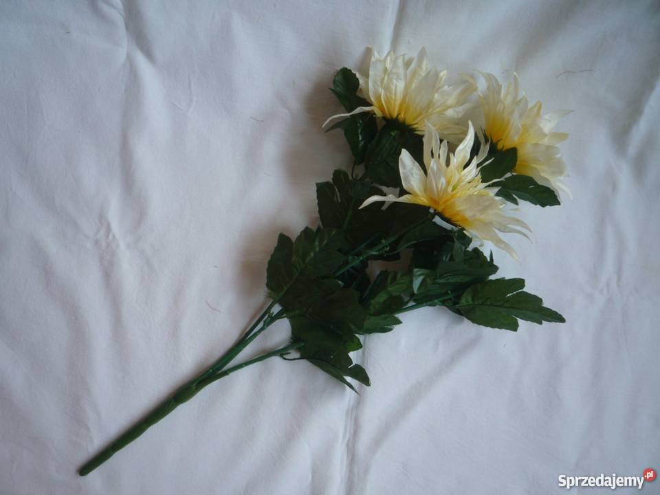 Chryzantema 3 Kremowy Sztuczny kwiat gałązka Szczecin sprzedam