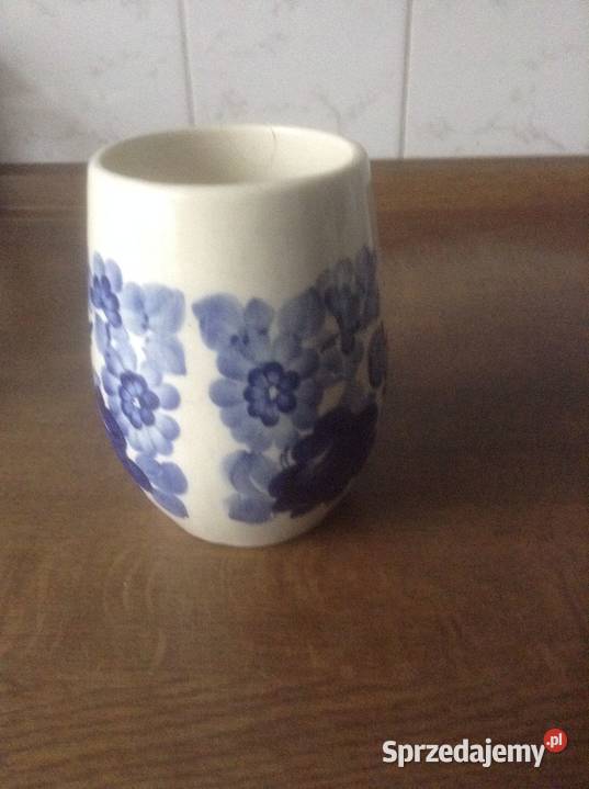 Kufel fajansowy ręcznie malowany sygnowany Opole