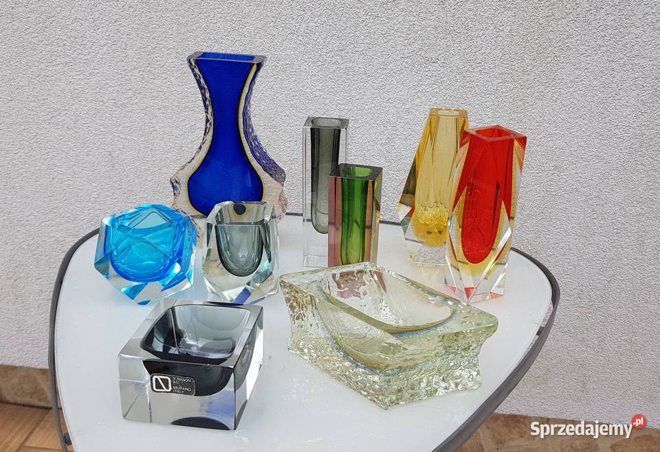 murano sommerso włoskie szkło wazony Myszków