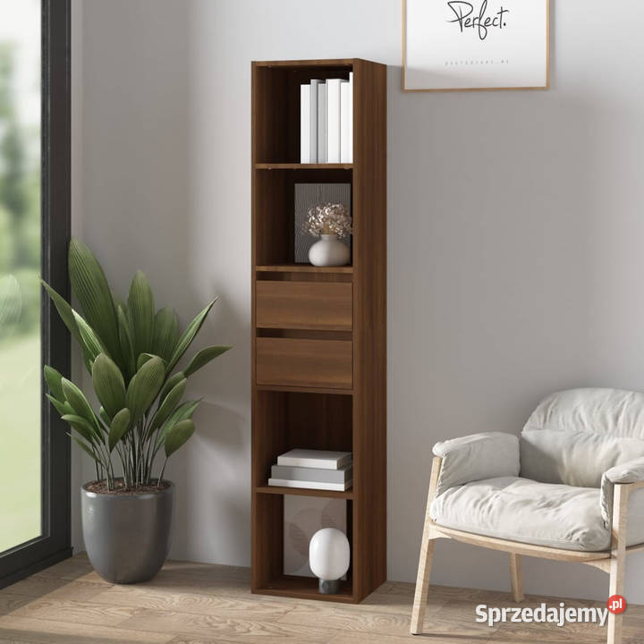 Szafka na książki brązowy dąb 36x30x171 WM815536 Warszawa