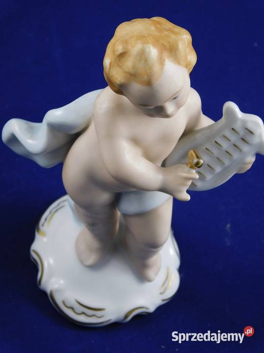Figurka grającego chłopca Gerold Co Tettau 58 Porcelana i szkło Szczecin