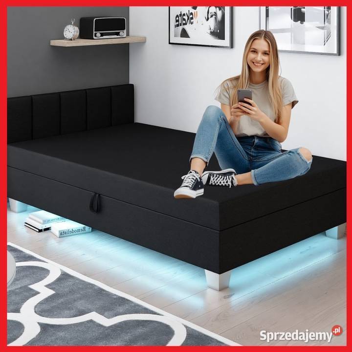 Łóżko jednoosobowe Marcela Tapczan młodzieżowy Led Darmowa Dostawa