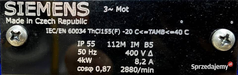 silnik elektryczny 4kW 2880obr 3fazowy SIEMENS Pigża