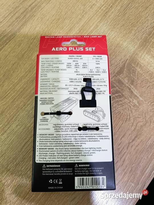 Oświetlenie rowerowe PROX AERO PLUS SET 400Lm Pruszków sprzedam