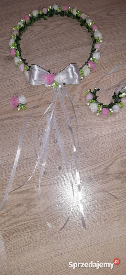 Wianek komunijny delikatny bransoletka przypinka Borów