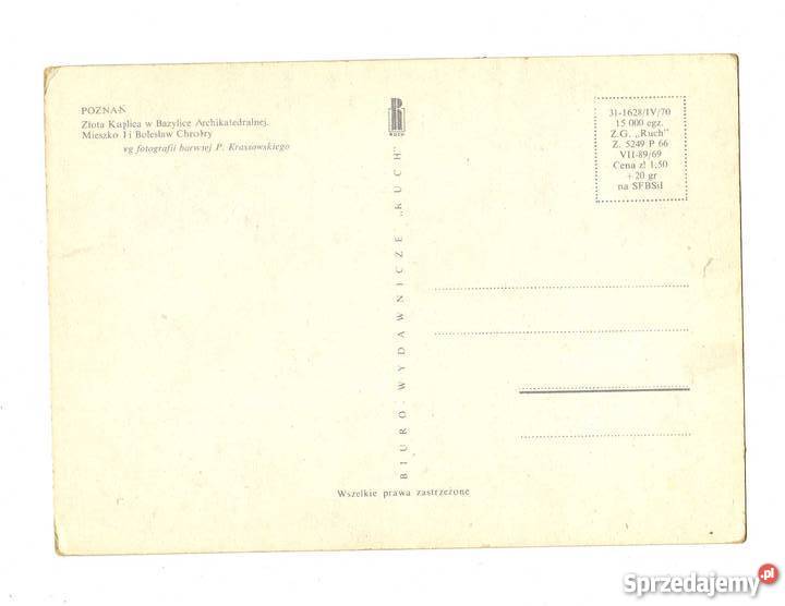 POZNAŃ ZŁOTA KAPLICA POCZTÓWKA Krynki sprzedam