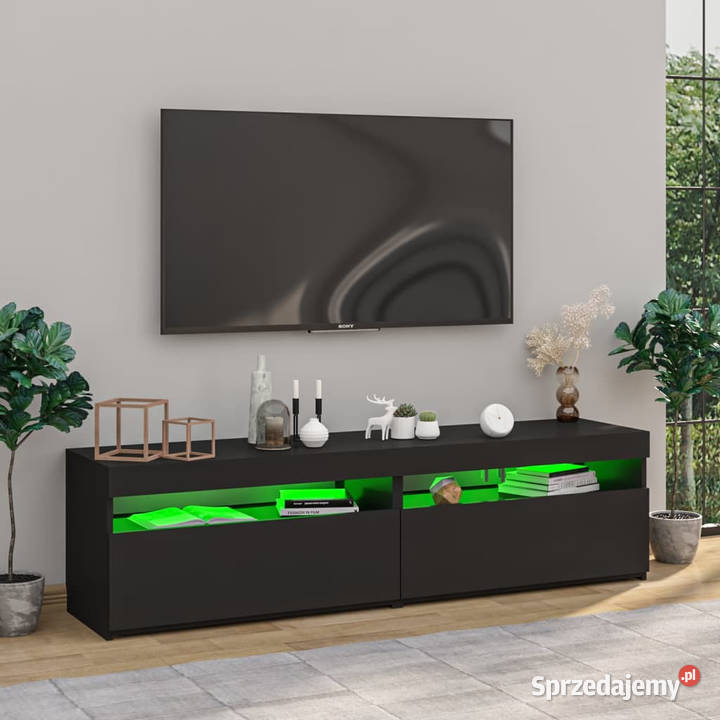 Szafki pod TV z oświetleniem LED 2 czarne Dom i Ogród Warszawa