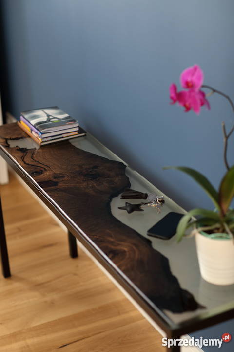 Konsola czarny dąb stół bezbarwna żywica epoksyd Stoły, krzesła, biurka Warszawa