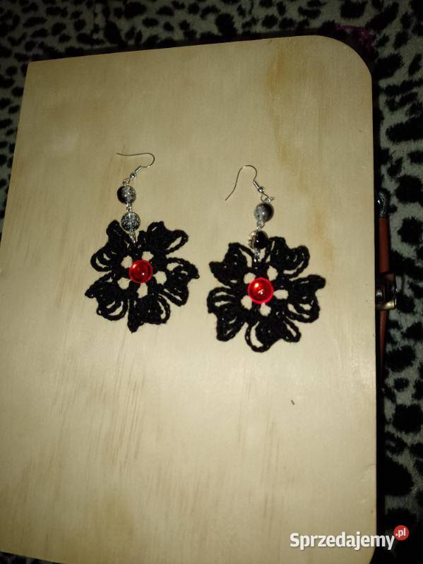 Czarna Perła szydełkowa kolczyki 45 na 65 pomorskie Słupsk