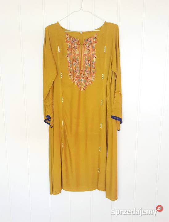 Nowa sukienka tunika indyjska M 38 L 40 oliwkowa zachodniopomorskie