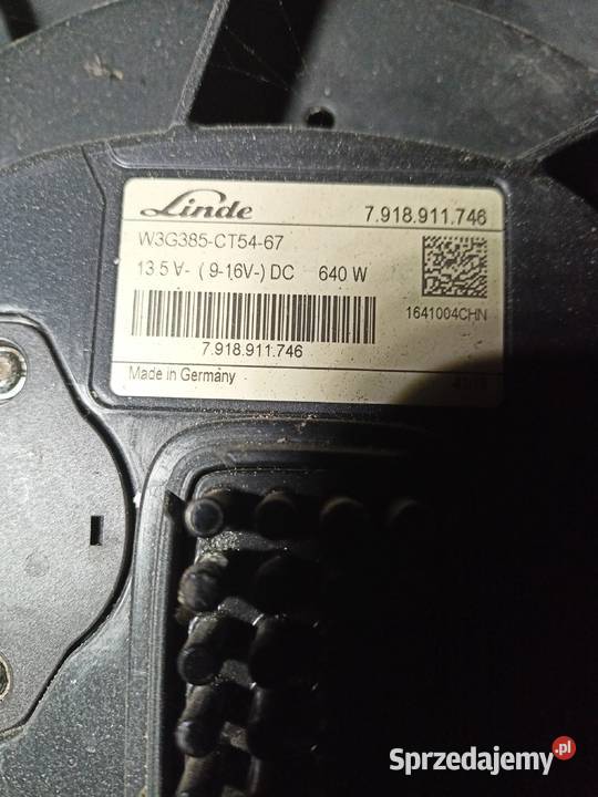 Wentylator elektryczny wózek Linde 3035 gaz Bełchatów