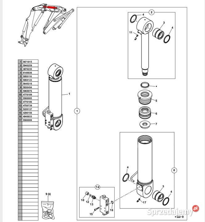 Siłownik skrętu obrotu ramienia Mecalac 12MXT Rok produkcji 2000 dolnośląskie Wrocław