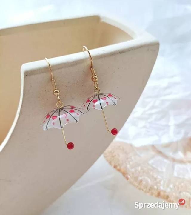 Kolorowe kolczyki parasolki serduszka walentynki Kołobrzeg