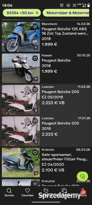 Skuter Peugeot Belville 125 ABS Nowa Huta
