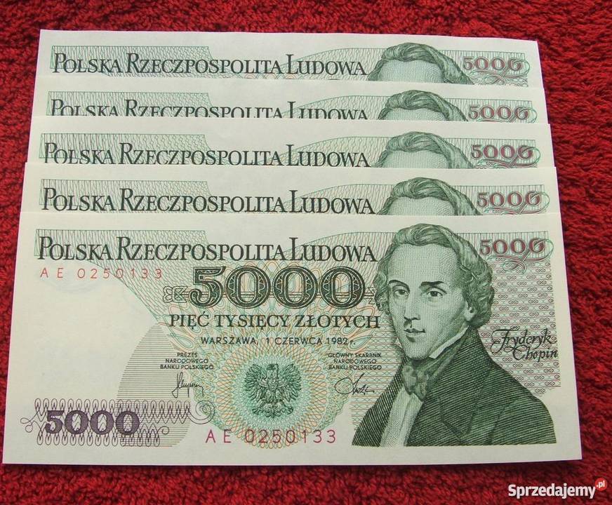 POLSKA PRL 5000 FRYDERYK CHOPIN Banknot UNC 1 Katowice