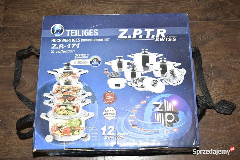 Zestaw garnków 17 elementów stal szlachetna Książenice