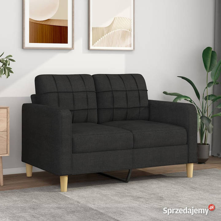Sofa 2osobowa czarna 120 tapicerowana tkaniną Warszawa