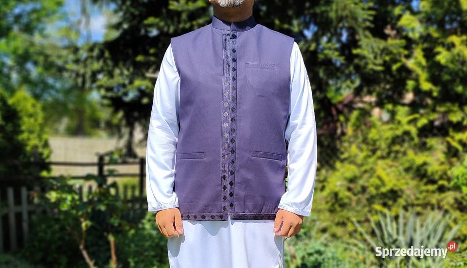 Kamizelka męska XL granatowa haft etniczna folk Szczecin