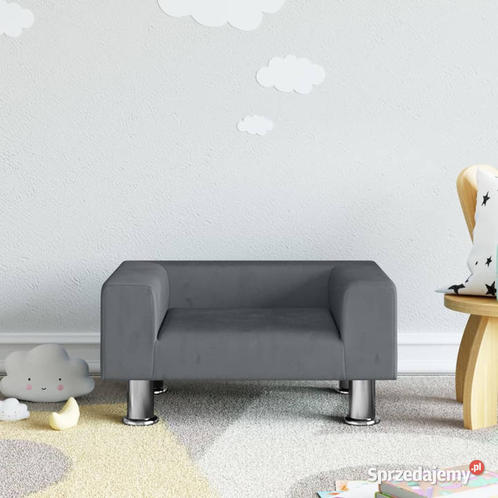 Sofa dzieci ciemnoszara 50x40x265 aksamitna
