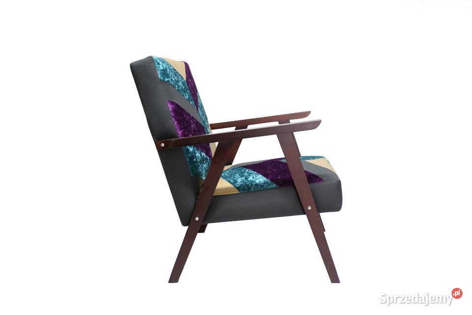 Krzesło Patchwork Kolorowe Vintage Pluszowe Kazimierz Biskupi