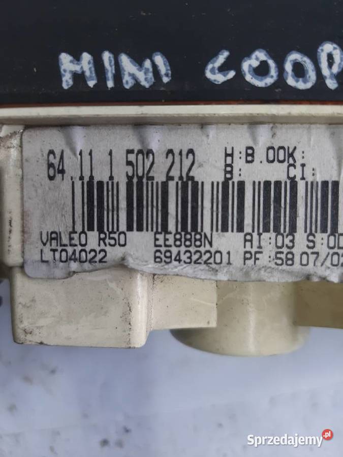 MINI COOPER MINI ONE R50 R52 panel nawiewu łódzkie Ksawerów sprzedam