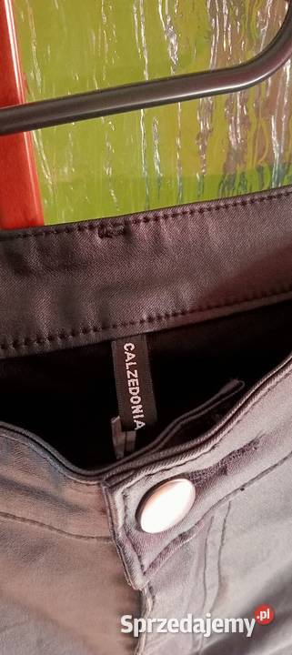 Spodnie skóropodobne Bez wzoru Spodnie