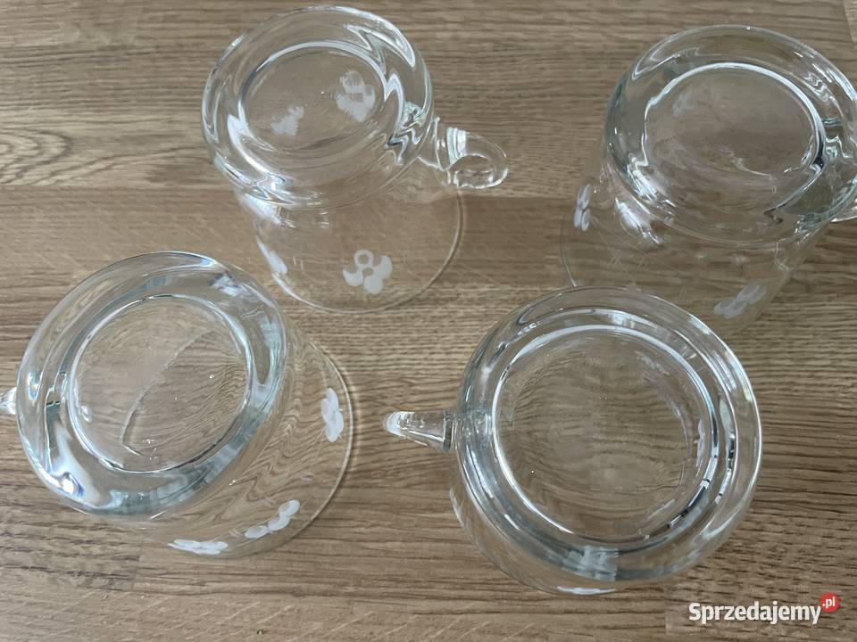 szklana filiżanka grube dno szlifowane szkło Pruszcz Gdański