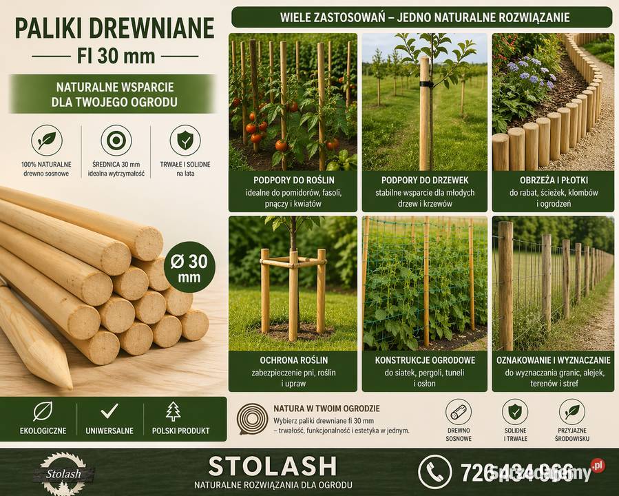 Drążki patyki kołki tyczki drewniane 30 Żołynia