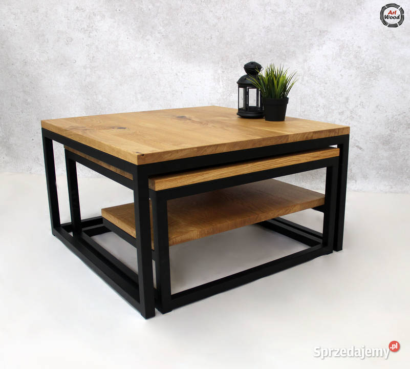 Stoliki kawowe duo z półką komplet stolików