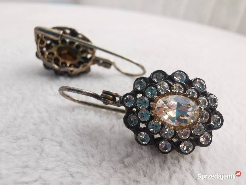 Piękne vintage srebrne kolczyki z dużą ilością Rzeszów