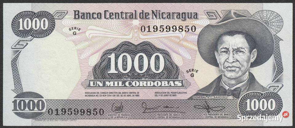 NIKARAGUA 1000 CORDOBAS 1985 SANDINO STAN łódzkie Łódź