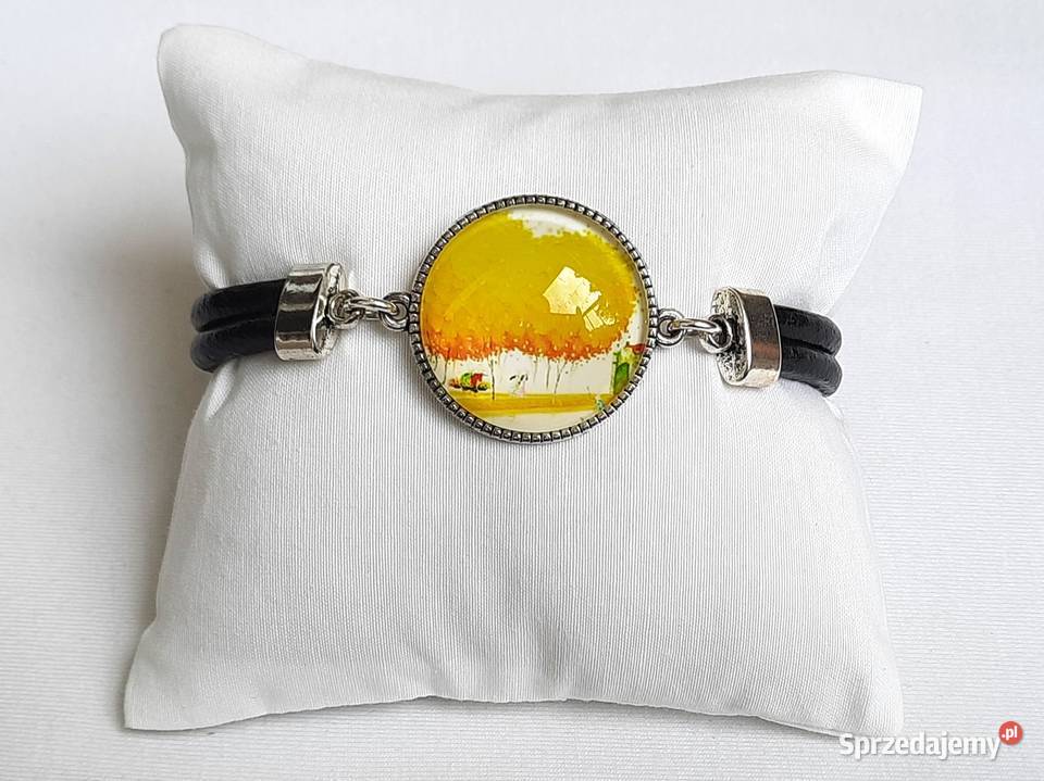 Zestaw grafika pod szkłem bransoletka kolczyki Łódź