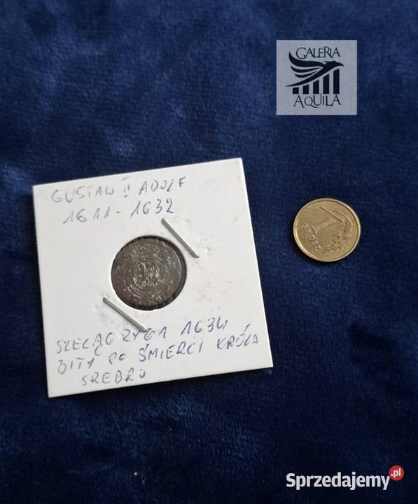 Moneta szeląg Gustaw II Adolf wybita w Rydze Wejherowo