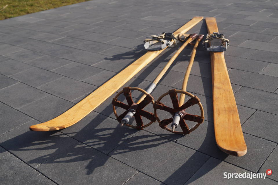 Stare narty drewniane 180 kijki Pruchnik