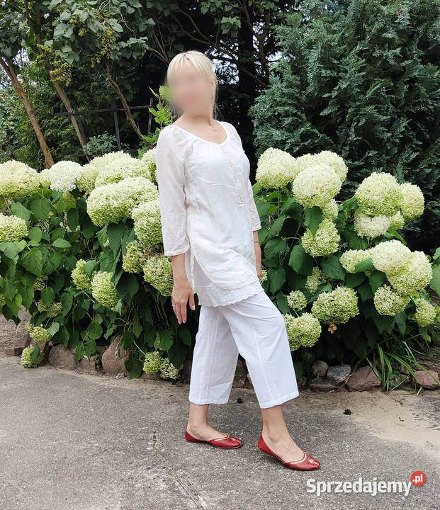 Białe spodnie bawełniane M 38 boho bohemian Szczecin