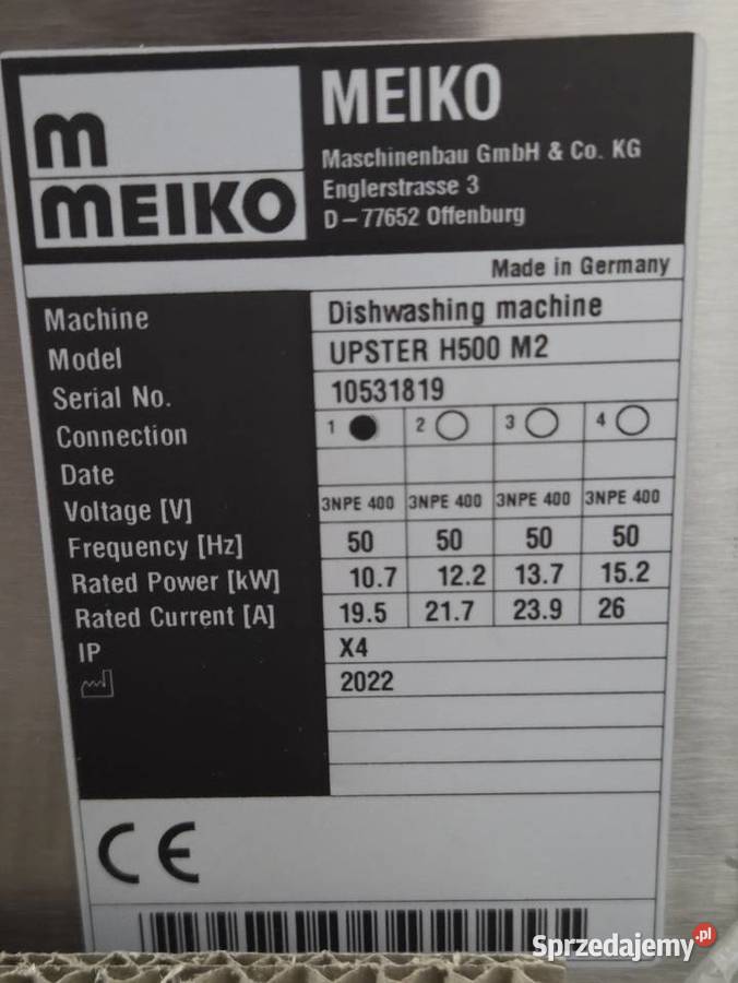 Zmywarka kapturowa MEIKO UPster H Białystok sprzedam
