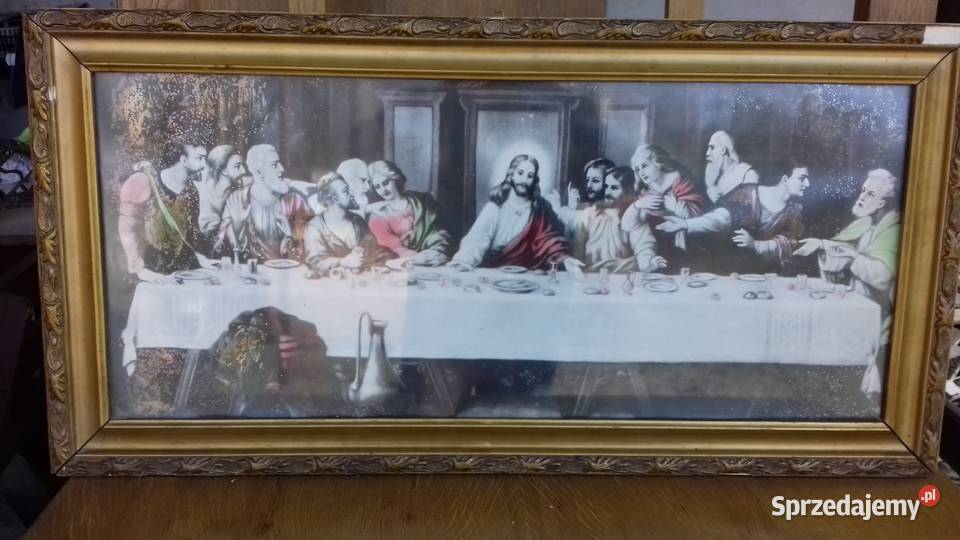 Stary obraz oleodruk Ostatnia wieczerza Nisko