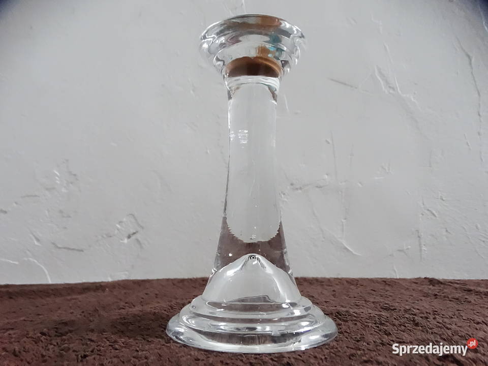 Elegancki szklany świecznik Solidne grube szkło Biłgoraj