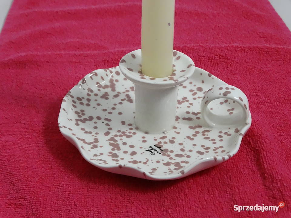Ceramiczny świecznik JYSK nakrapiany z rączką lubelskie Biłgoraj sprzedam
