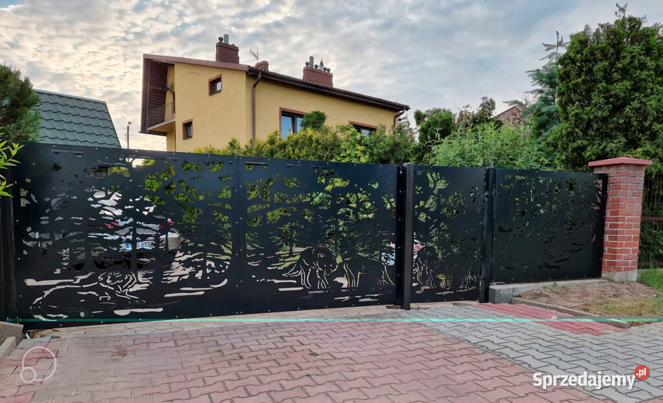 Brama przesuwna 4m Wilki las furtka malowana wielkopolskie Poznań