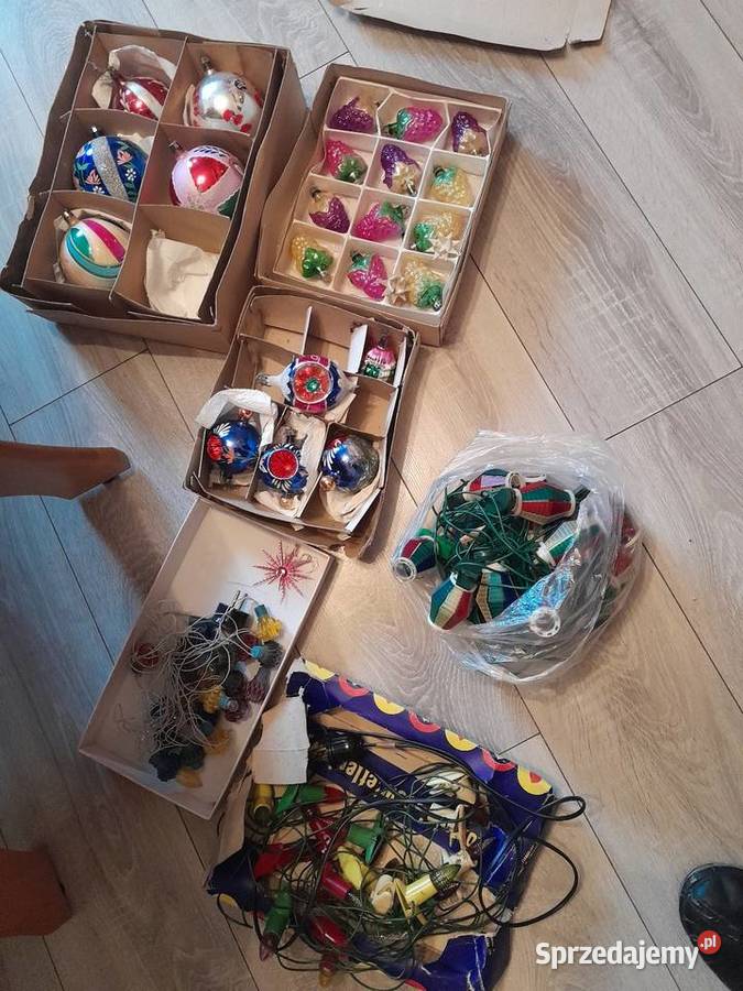 Ozdoby choinkowe bąbki oświetlenie lampki z prl
