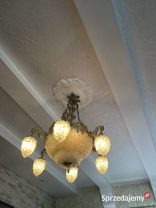 Antyk lampa z brązu żyrandol kryształowy 2 Bystrzyca Kłodzka