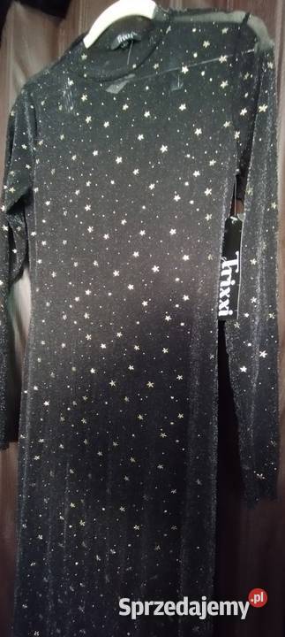 Sukienka na Sylwestra efektowna czarna brokatowa Spódnice i sukienki