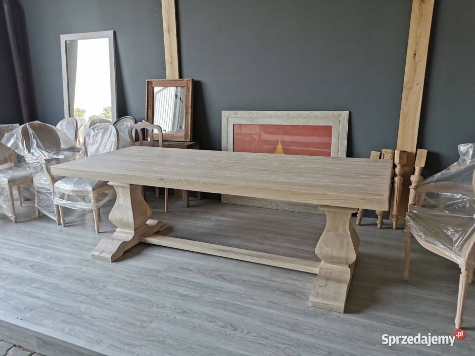 Stół dębowy na dwóch masywnych nogach Łódź