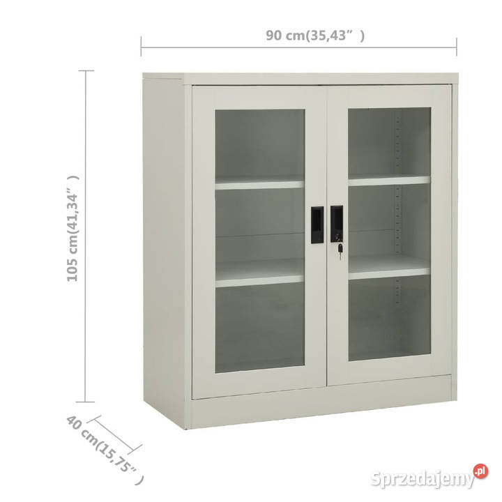Szafka na dokumenty jasnoszara 90x40x105 stalowa