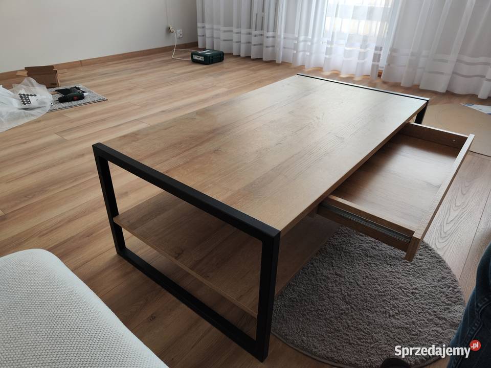 Stolik kawowy z szufladą do sofy naturalny dąb z łódzkie Pabianice sprzedam
