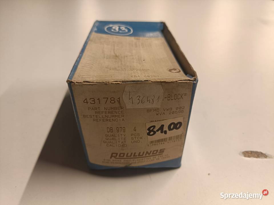 KLOCKI HAMULCOWE VW Golf II Jetta PRZEDNIE przód Rudka