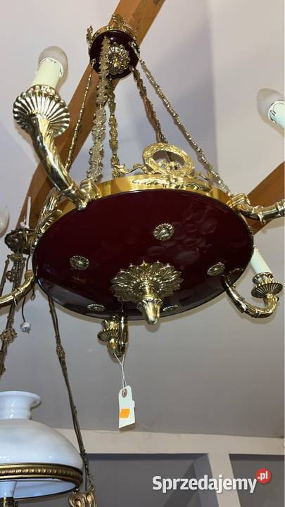 Żyrandol Podsufitowy Pięcioramienny Plafon Porcelana i szkło Gdańsk