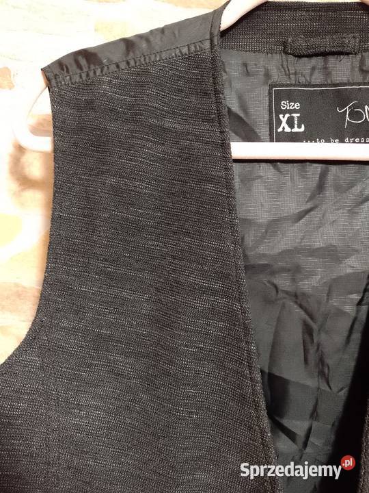 XL Zimowagranatowo szara kamizelka garniturowa z Moda i Styl