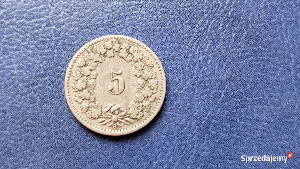 Stare monety 5 rappen 1898 Szwajcaria Lesko